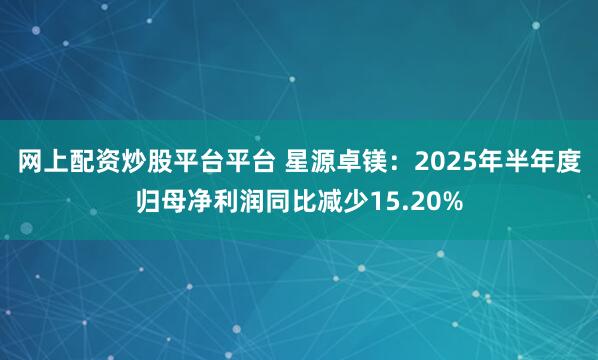 网上配资炒股平台平台 星源卓镁：2025年半年度归母净利润同比减少15.20%